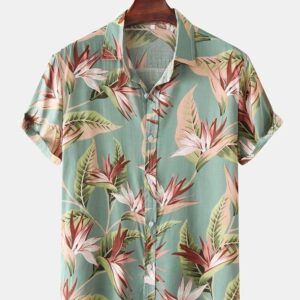 Floral Printed Green Shirt
